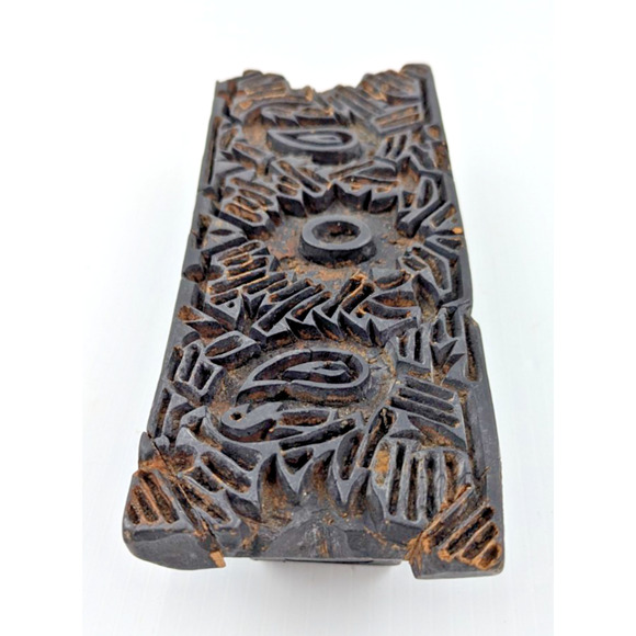 Antique Wooden Printing Block Hand Carved Textile Fabric Stamp As Is - Picture 7 of 12